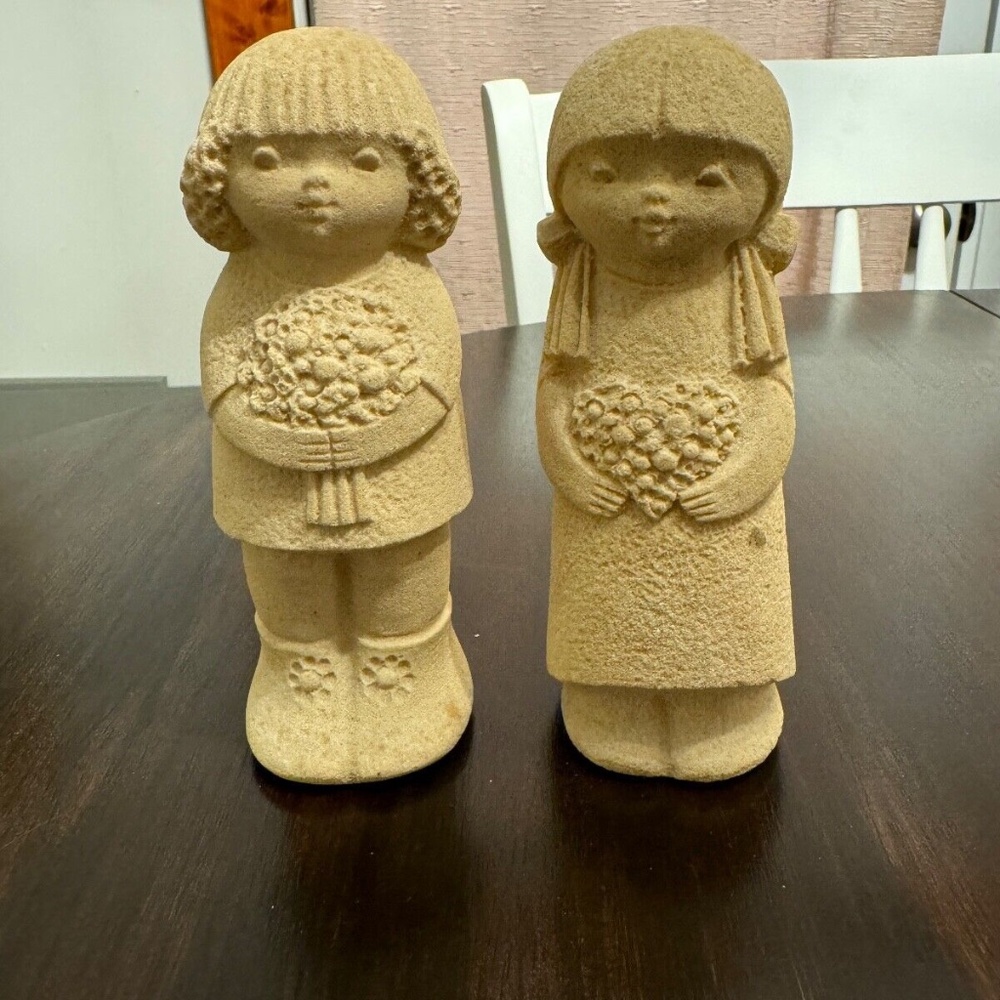 Vintage Marbell Stone Art Figurines SET OF TWO